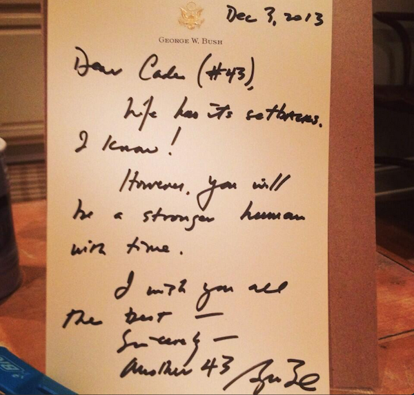 Our 43rd President took the time to pen a letter to #43 for the Crimson Tide